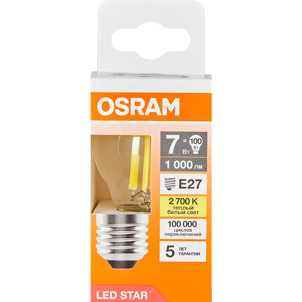 Лампа светодиодная Osram E27 7 Вт/827 теплый белый свет STLM-2166918 - Вид №4