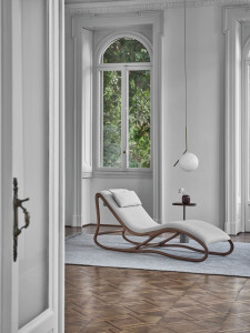 Съемный шезлонг из массива грецкого ореха и ткани