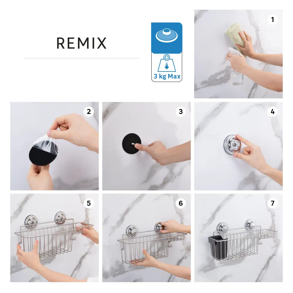 Полка с мыльницей Sensea Remix на присосках цвет хром 82667498 STLM-2005245 - Вид №3