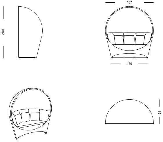 Samuele Mazza Outdoor Садовый диван из смолы и ткани sun-id-1390475 - Вид №3
