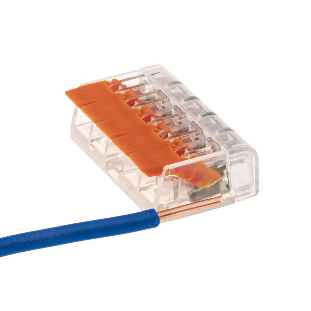 84509775 Клеммы соединительные монтажные с рычажком Duwi СМК 222-415 5-проводные 4мм² прозрачные 5шт 26615 0 STLM-1109972  - Вид №5