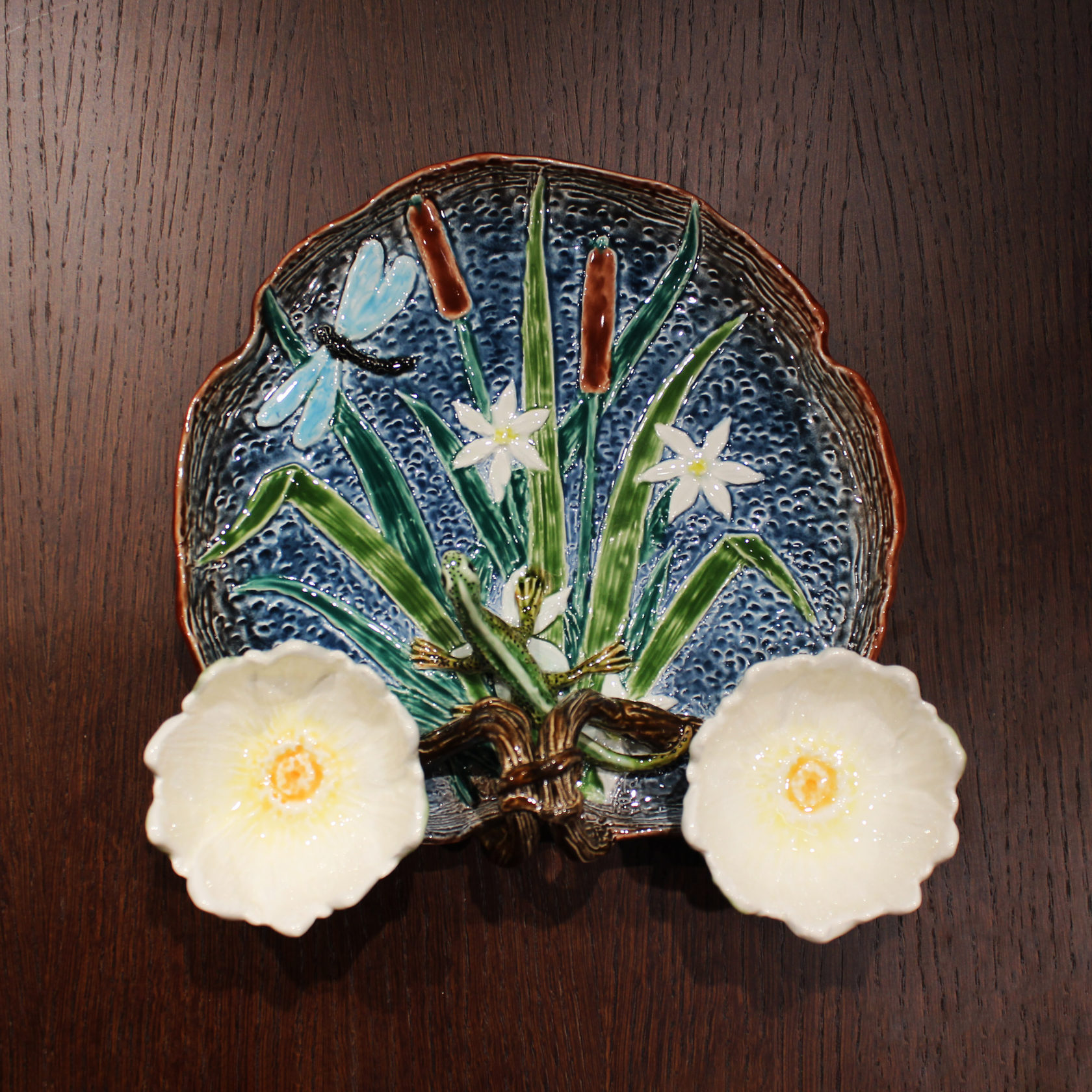 Блюдо для закусок (с двумя кувшинками) Синий PROVANSFAIENCE sun-id-994728 - Вид №2