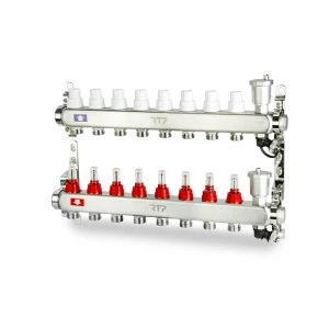 Коллекторная группа для теплого пола RTP 1"х3/4" евроконус 8 выходов нержавеющая сталь