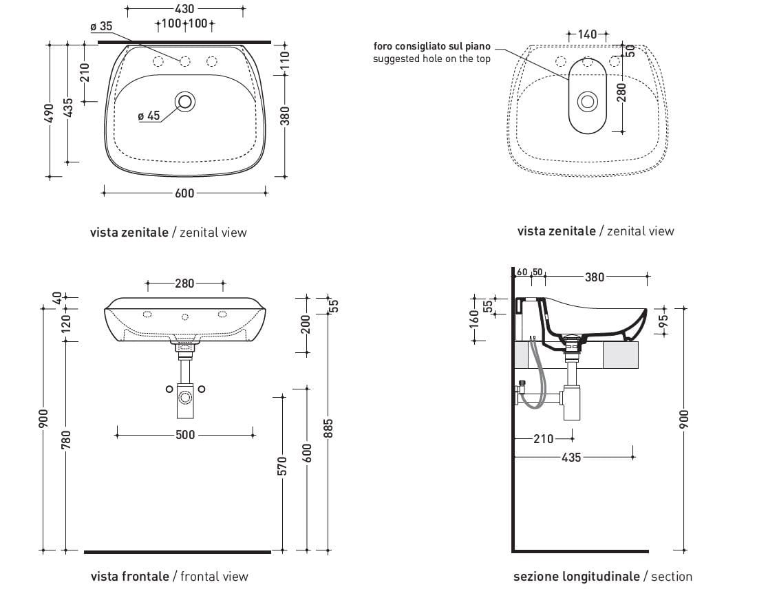 Керамическая раковина Ceramica Flaminia Fluo ARCH-00095200 - Вид №10