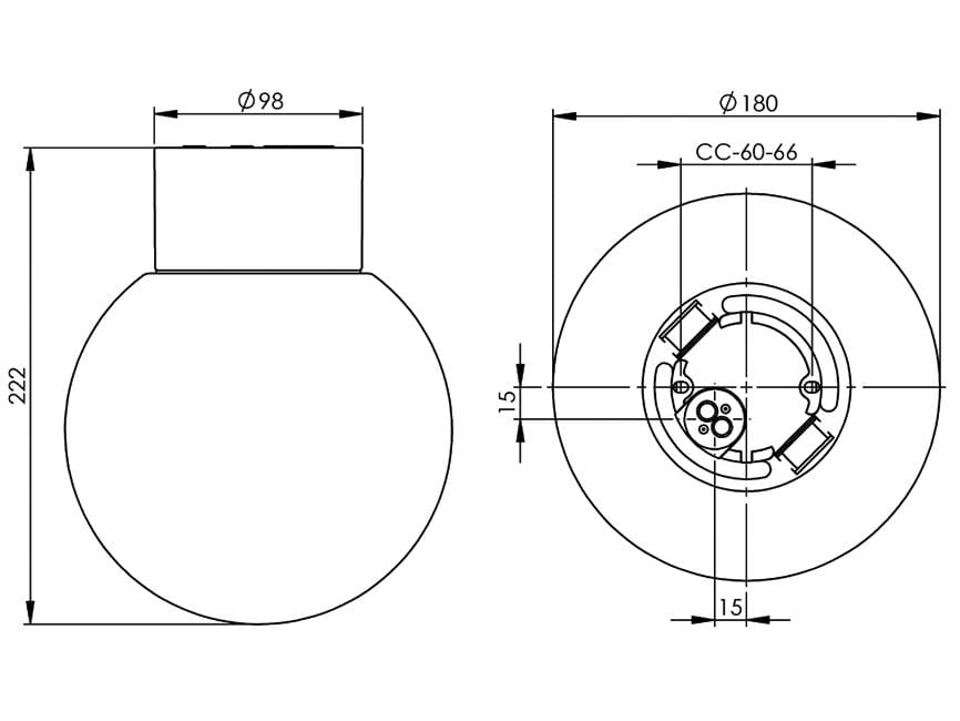 Настенный светильник / потолочный светильник из стекла и фарфора Ifö Electric Classic Globe ARCH-00080719 - Вид №9