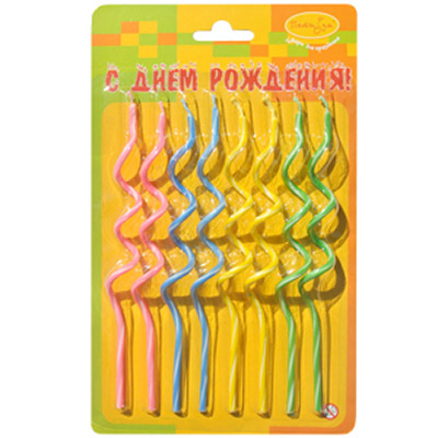 23215 Набор свечей для торта "Коктельные спираль" 20 г 8 шт. Патибум 