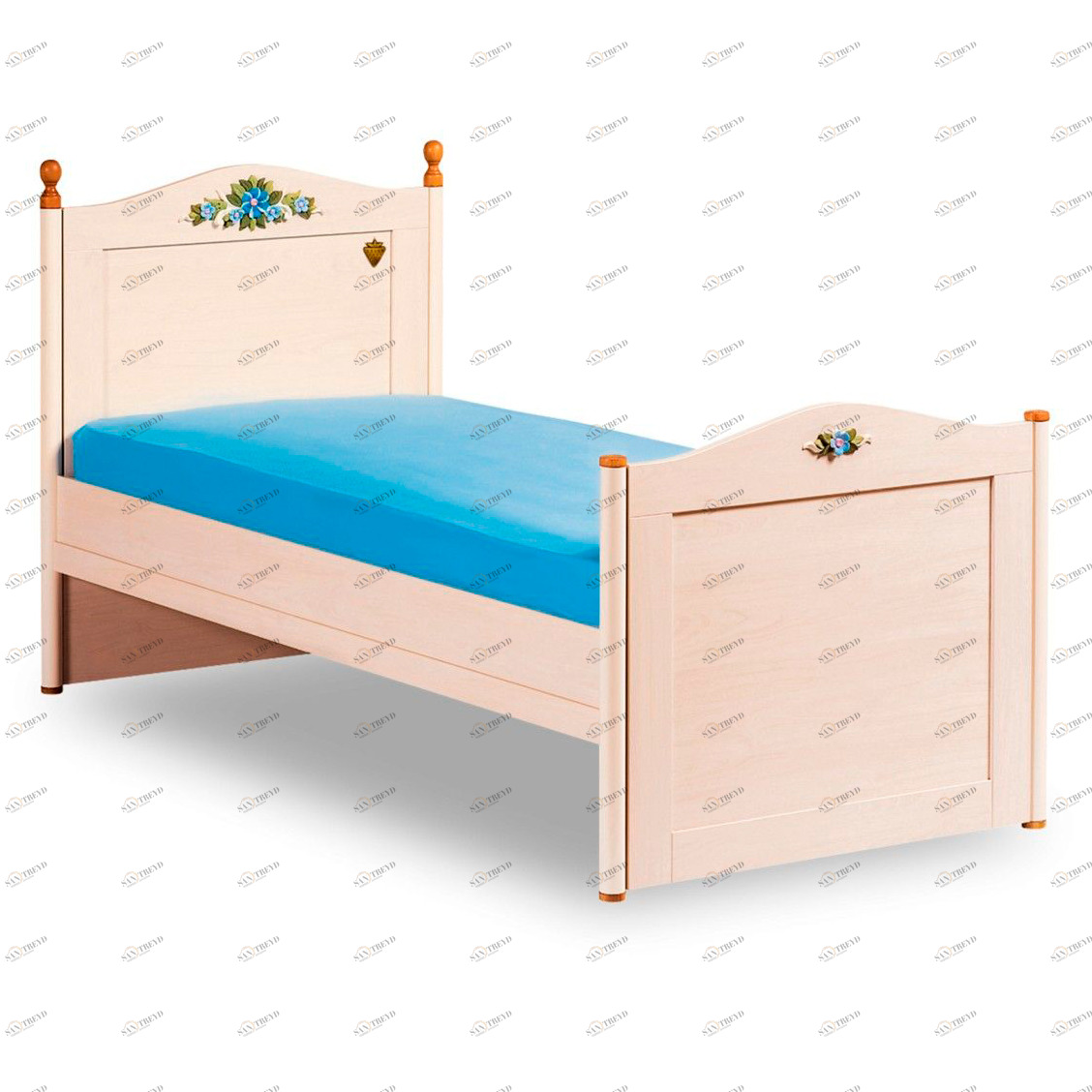 Кровать деревянная односпальная 100х200 см беленый дуб Flora CILEK FLORA 00-3832287 Бежевый Santreyd