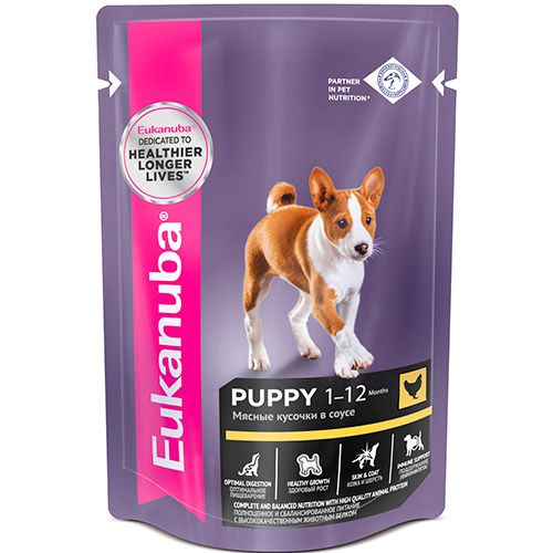 ПР0036745*24 Корм для щенков курица в соусе конс. пауч 85г (упаковка - 24 шт) Eukanuba 