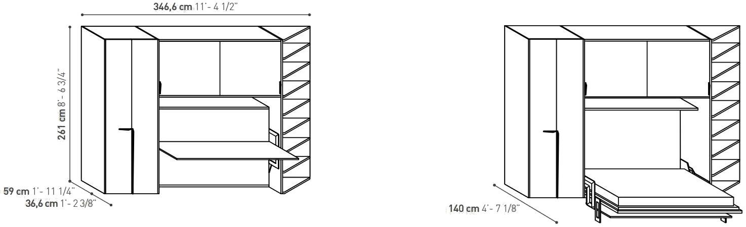 TUMIDEI Односпальная раскладная кровать со шкафом On-off sun-id-1505652 - Вид №2