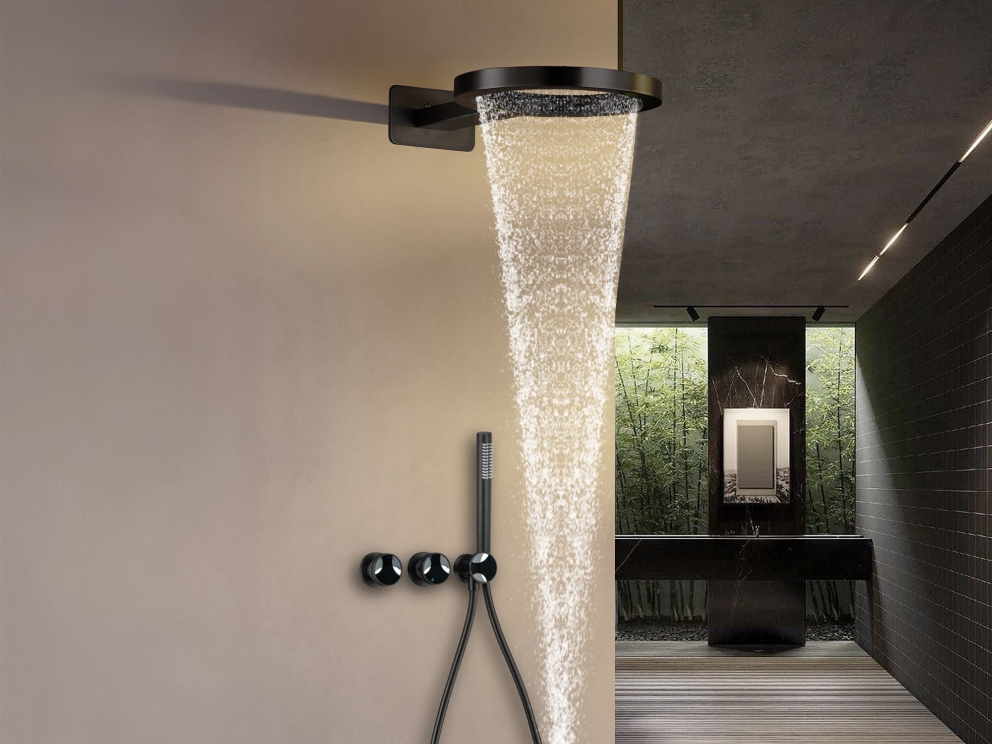 Набор для душа с 4 отверстиями из нержавеющей стали с ручным душем Fontana Showers MAGLIE ARCH-00087339