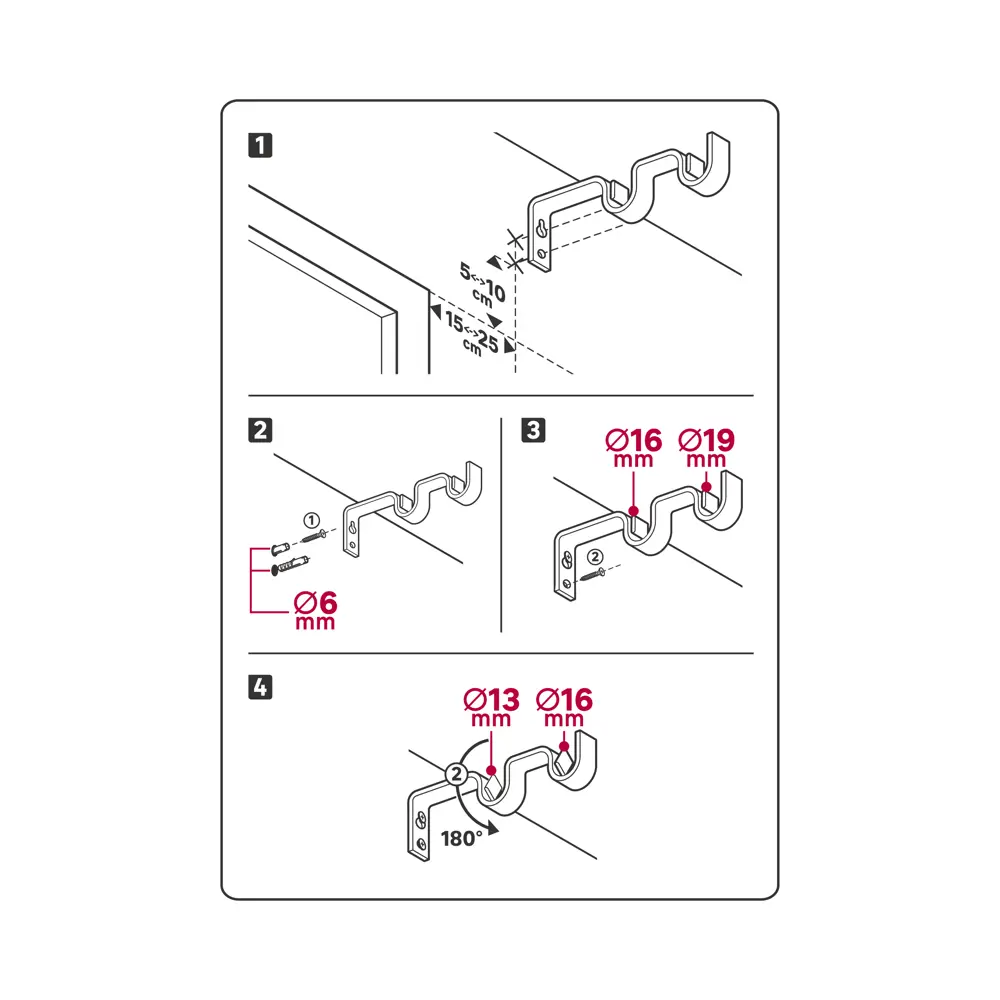 Настенный карниз раздвижной двухрядный KREAFORTA Грац d16/19 160-300 см металл цвет белый STLM-2202284 - Вид №6