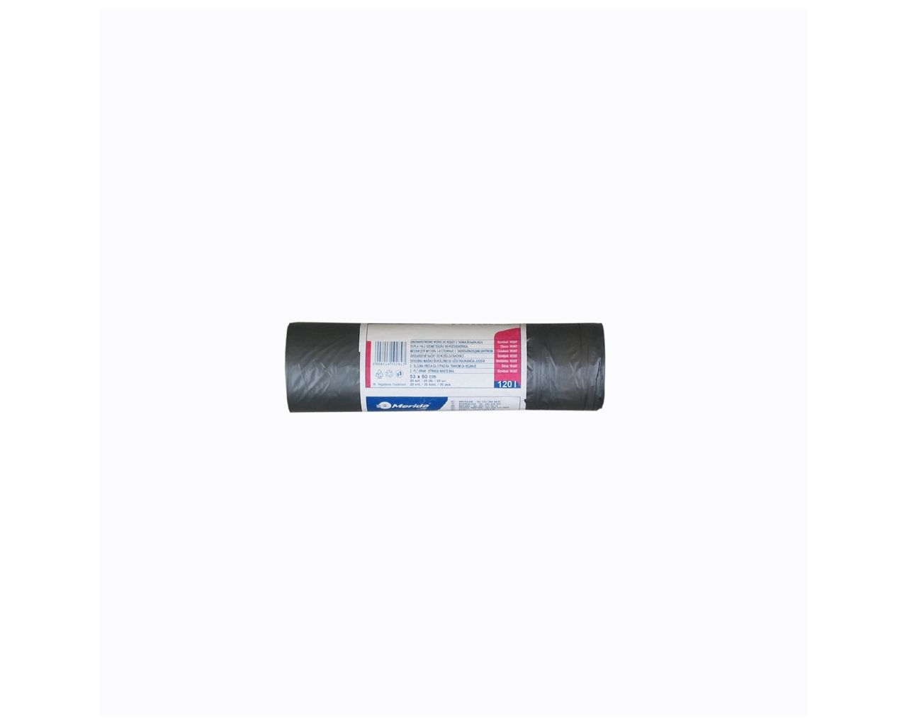 W40T Одноразовые мешки для мусора с кулиской HYGIENIC, 70 x 100 см, вместимость 120 л, 10 шт. в рулоне, ЧЕРНЫЕ, HDPE/LDPE Merida 