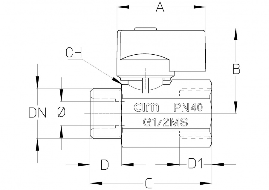 CIMBERIO CIM 012 38 Шаровой кран серии "Мини" НР/ВР CIM 012  - Вид №1