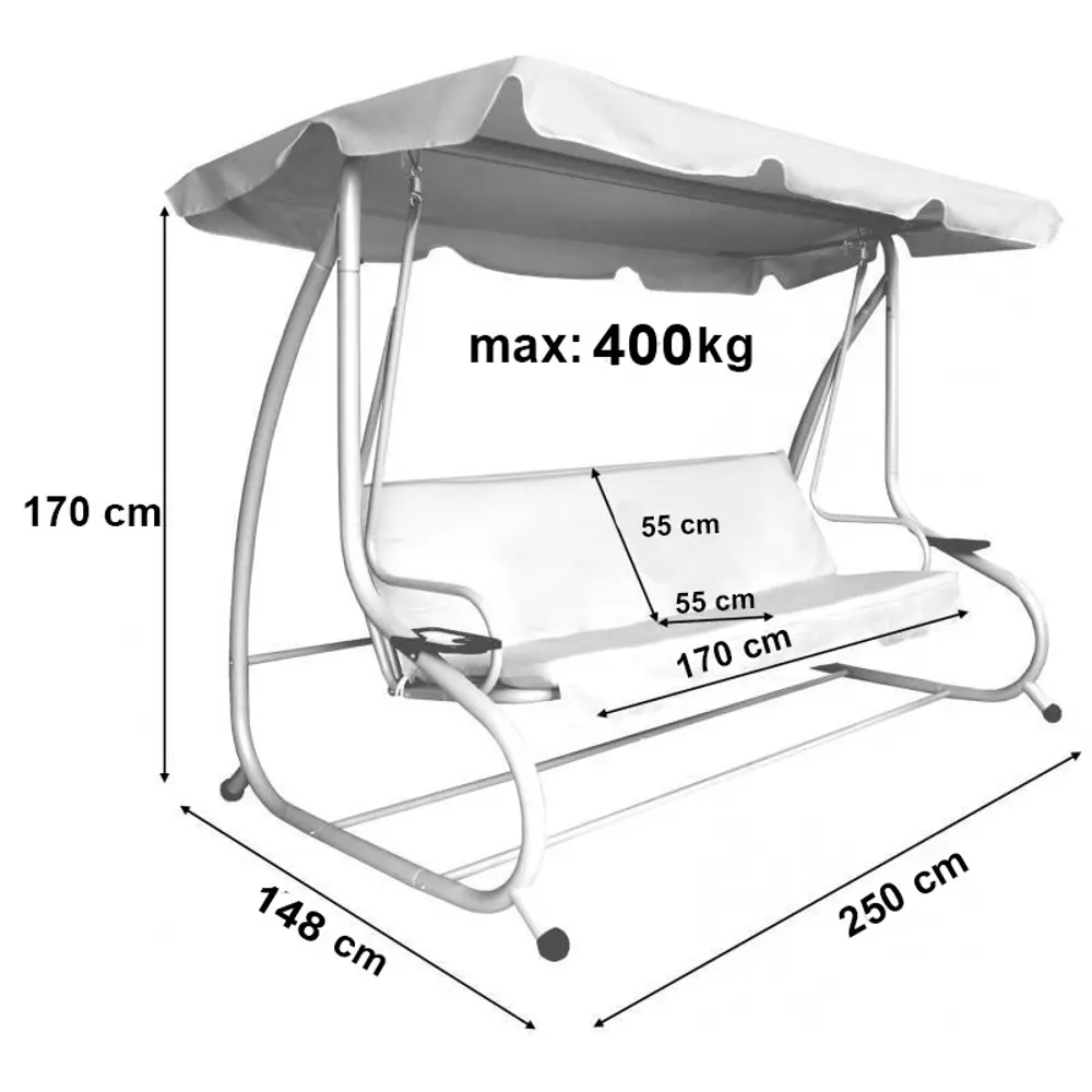 Качели садовые Greengard Атланта 4-х местные (до 400 кг) коричневый STLM-2038100 - Вид №5