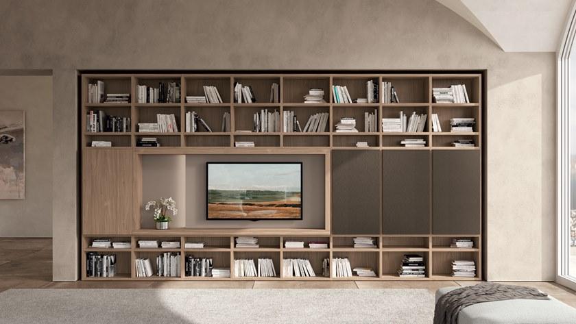 Febal Casa Книжный шкаф лакированный с подсветкой с подставкой под телевизор sun-id-1372698 - Вид №1