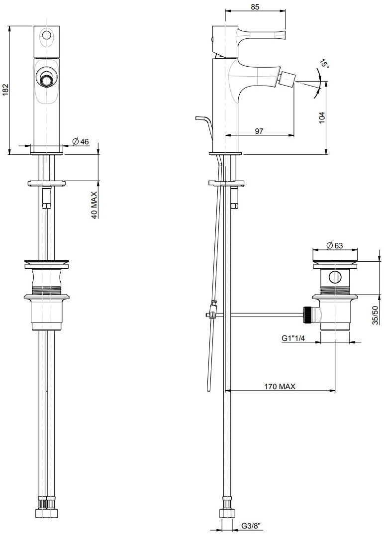 Rubinetterie Frattini Смеситель для биде, однорычажный Vanity sun-id-1484526 - Вид №1