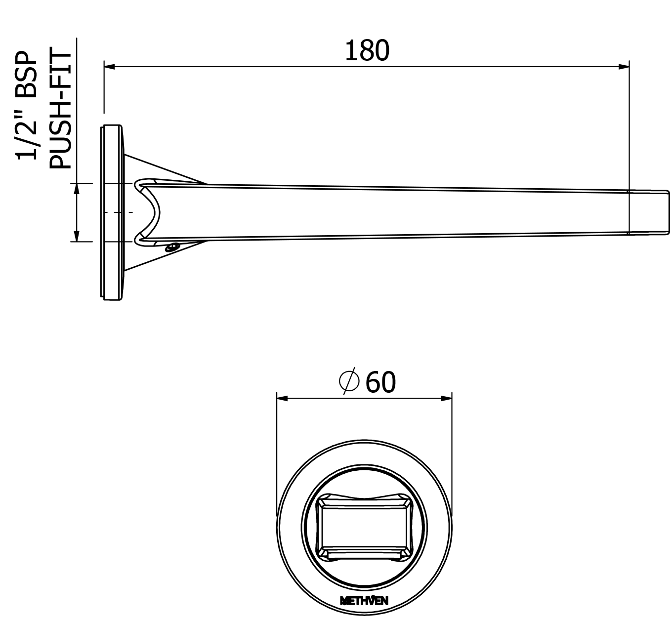 GLSPWBTBK Настенный излив для ванны Glide Methven Черный - Вид №1