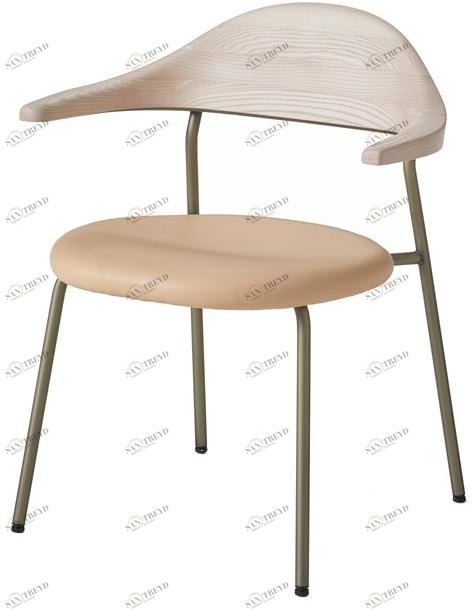 BassamFellows Мягкое кресло из нержавеющей стали и дерева Bicorn Cb-59u