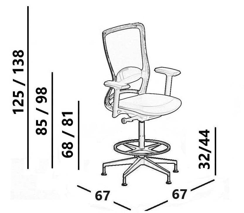 Сетчатый офисный стул с 5 спицами и подставкой для ног Luxy ARCH-00012648 - Вид №2
