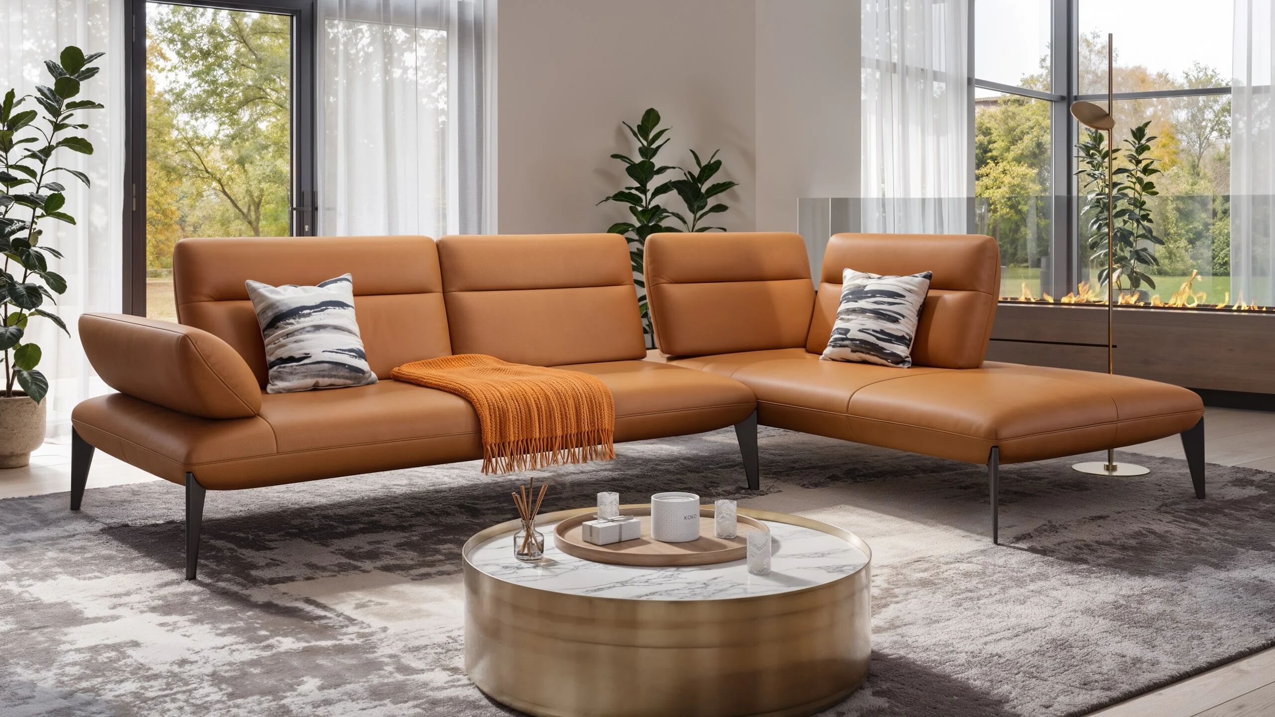 Кожаный диван с полуостровом Sofanella Лацио ARCH-00006780 - Вид №3