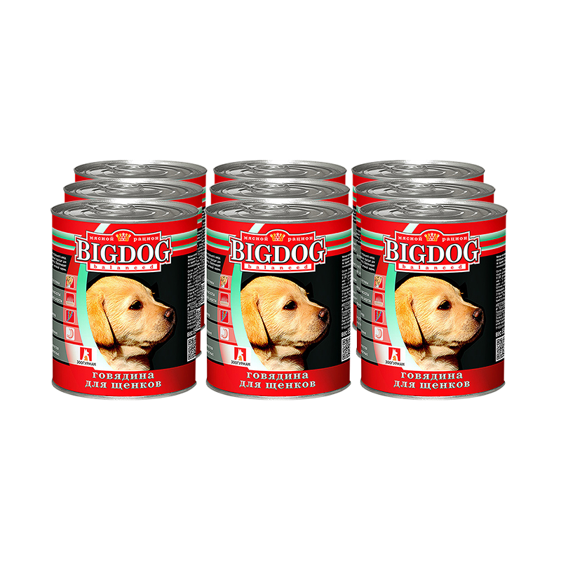 ПР0049097*9 Корм для щенков Big Dog банка 850г (упаковка - 9 шт) ЗООГУРМАН 