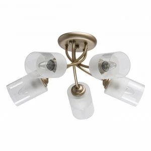 Люстра белая потолочная с золотом 5 ламп De Markt City "Олимпия" 638014705 DE MARKT ОЛИМПИЯ 00-3833604 Белый;золото;прозрачный