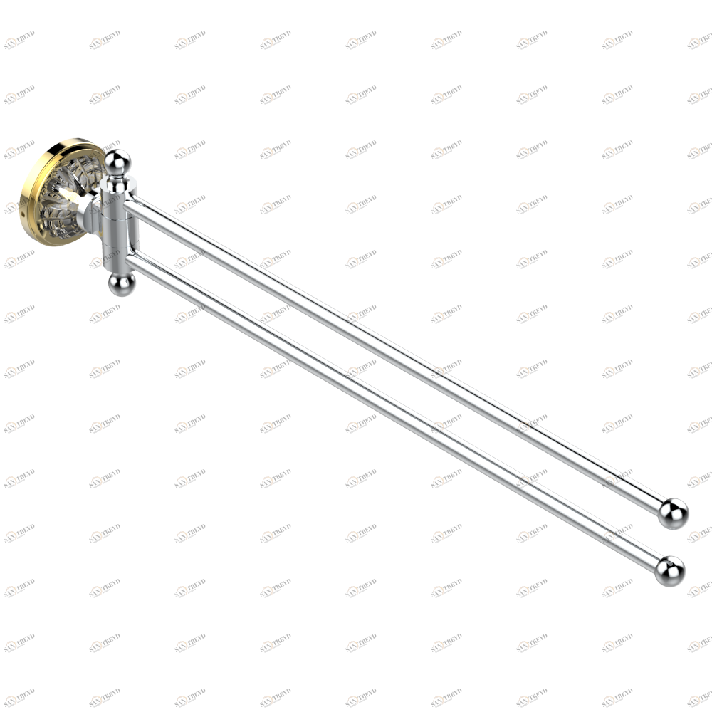 U1D-522 Полотенцедержатель двойной - 2 подвижные рейки - Д: 400 мм, диаметр : 16 мм Thg-paris Mandarine со светлым хрусталём Хром/золото U1D-522 CAT.A