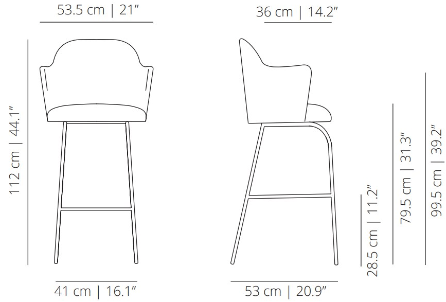 Viccarbe Высокий табурет с подлокотниками с подставкой для ног Aleta sun-id-1400375 - Вид №2