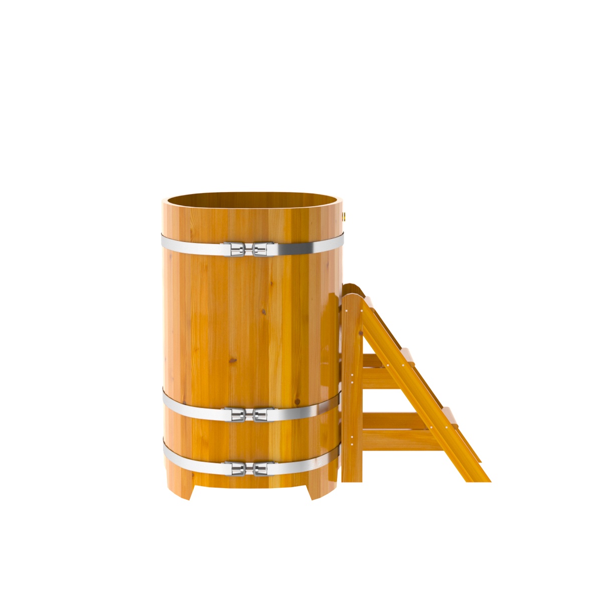 2260 Купель овальная из лиственницы Рустик 0,76х1,16х1,2 натуральная Alyarus  - Вид №3