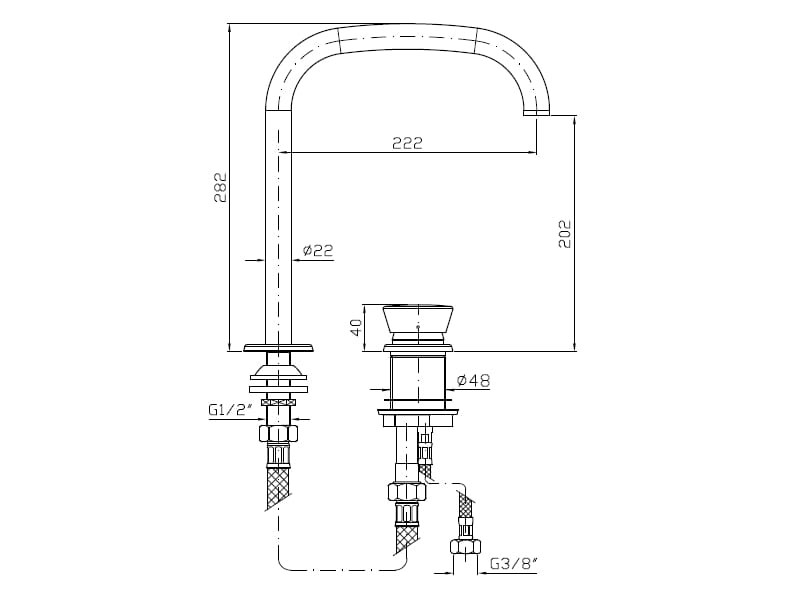 Однорычажный смеситель для раковины из нержавеющей стали Zucchetti Sablier ARCH-00080726 - Вид №2
