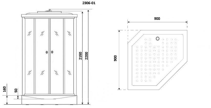Душевая кабина NG-2306-01 (900х900х2200) низкий поддон(16см) стекло МОЗАИКА Niagara Ultra 23060154 - Вид №1