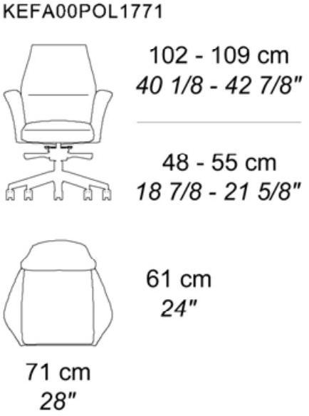i 4 Mariani Кожаное кресло руководителя с подлокотниками на колесиках со средней спинкой Kefa sun-id-1465604 - Вид №10