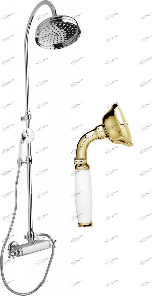 Душевая стойка с термостатическим смесителем, верхним и ручным душем CEZARES GOLF-CD-T-03/24