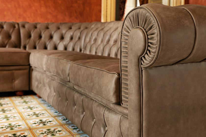 Domingo Salotti Стеганый угловой диван из кожи Ottocento sun-id-1481839 - Вид №1