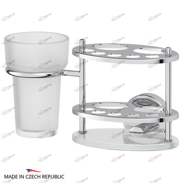 Держатель зубных щеток и пасты со стаканом стекло FBS (Чехия) LUX 061 sun-id-561192