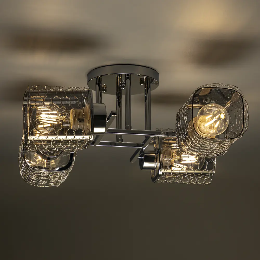 Люстра потолочная Ritter Palermo 52522 6 4 лампы Е27 цвет хром STLM-2119844