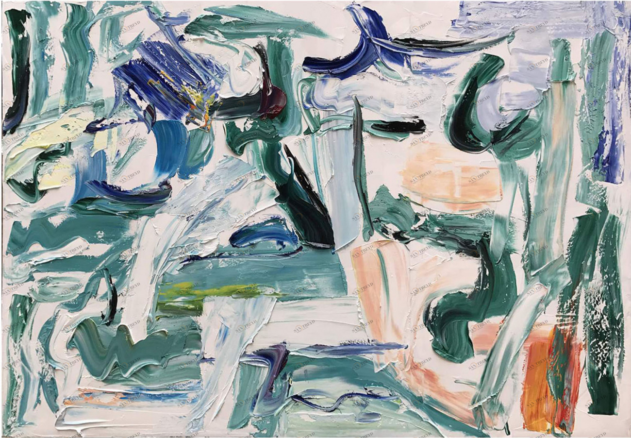 Картина на холсте 100х150 см "Граффити - 2" EVENHOME КАРТИНЫ МАСЛОМ 130071 Белый;зеленый;разноцветный 