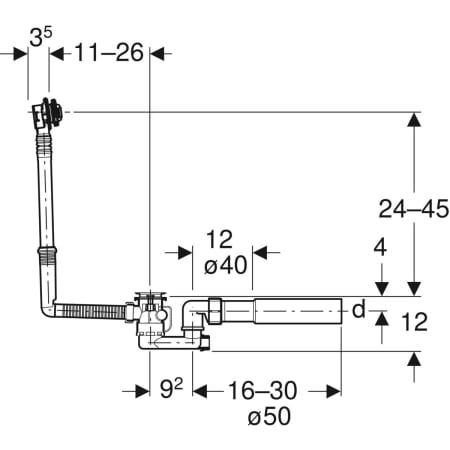 150.501.00.1 Слив для ванны Geberit с поворотным механизмом, d52 Geberit  - Вид №3