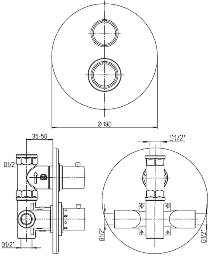 Paini Cox 78CR690TH смеситель встраиваемый для душа  - Вид №2