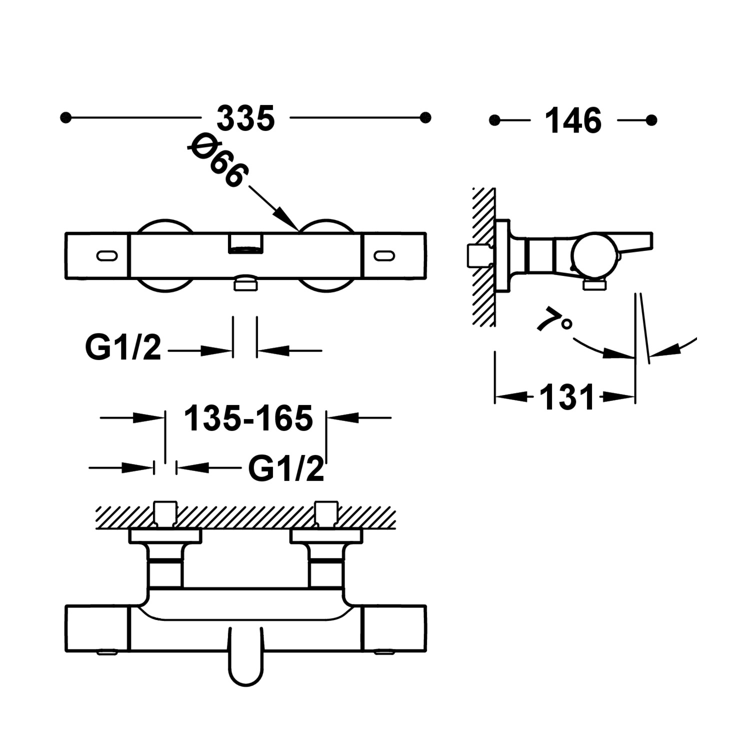 Настенный термостатический смеситель для ванны и душа-19017429 TRES Thermostatic - Вид №1