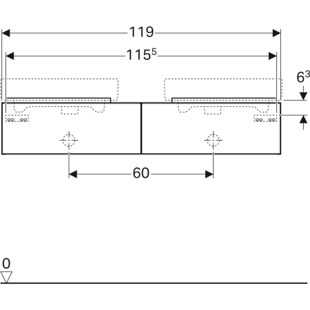 840320000 Шкафчик для двух раковин Geberit iCon, с двумя выдвижными ящиками и полкой Geberit  - Вид №3