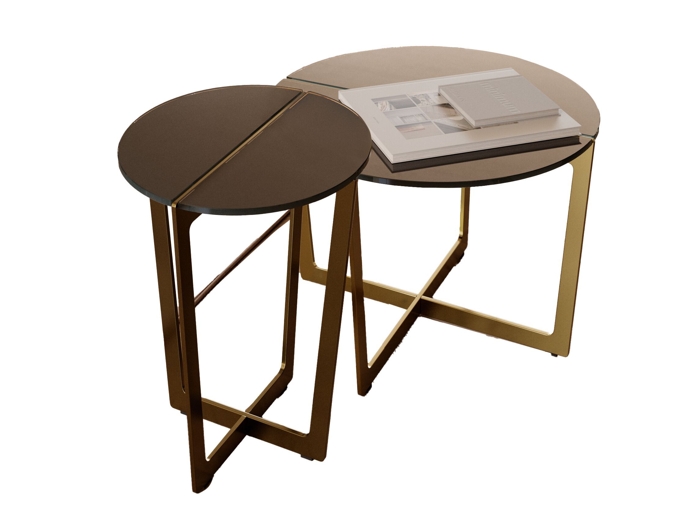 Круглый стол из стали и хрусталя Bontempi Casa CROSS MINI ARCH-00149997