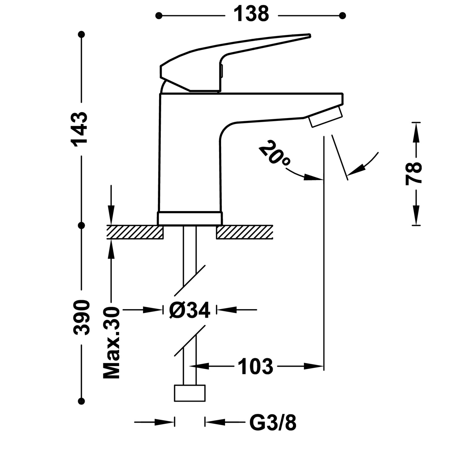 ОСНОВАНИЕ ПЛЮС смеситель для умывальника с одной ручкой Tres-duo-21610310 TRES Base - Вид №1