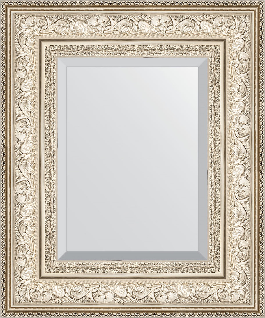 BY 3374 Зеркало с фацетом в багетной раме - виньетка серебро 109 mm EVOFORM Exclusive