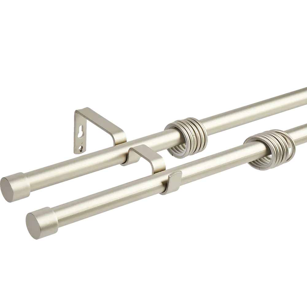 Карниз двухрядный раздвижной с заглушкой d19/16 мм 180-360 см металл цвет матовая сталь ORBIS STLM-2099897