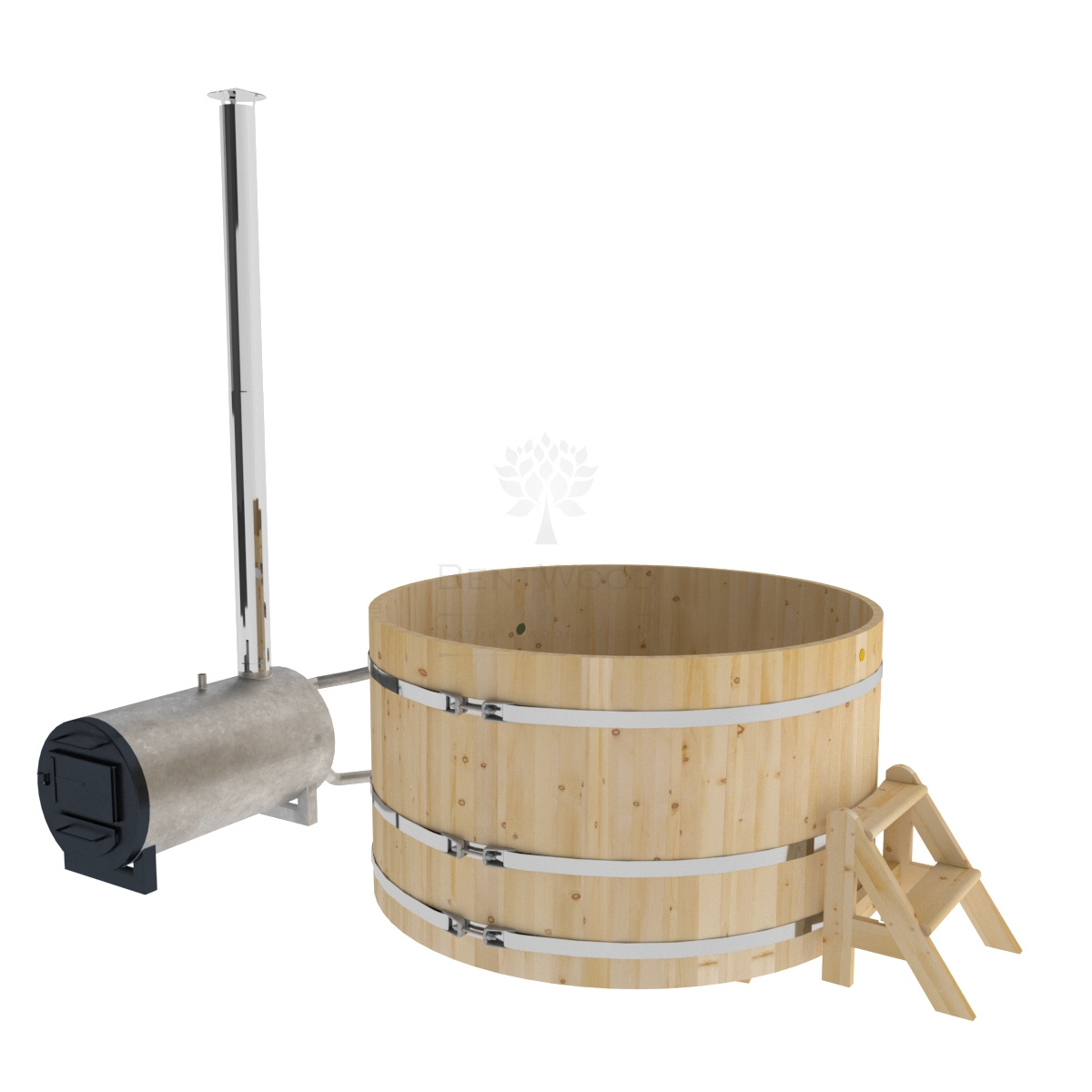 1607 Фурако из кедра D=1.8 с наружной печкой. Высота 1,0м. Исполнение "Стандарт". Alyarus 