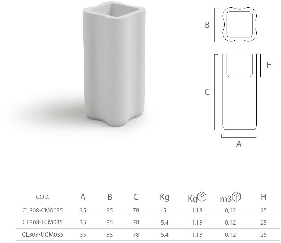 Lyxo Design Квадратная кашпо из полиэтилена  Cl308-cm0035  - Вид №2