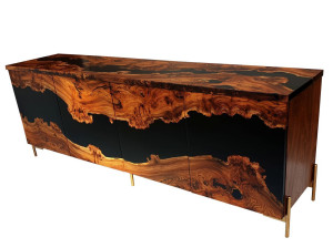 Шкаф из дерева вяза и смолы с ящиками