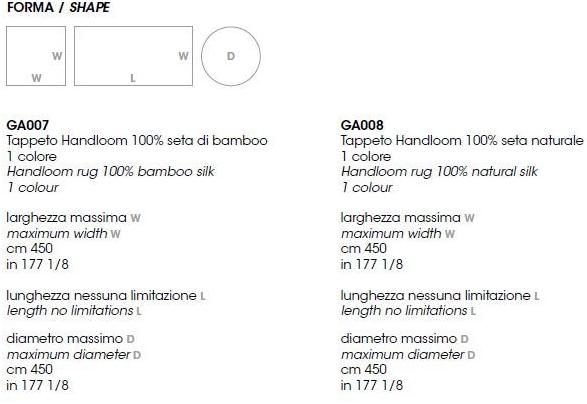 Giorgetti Однотонный прямоугольный ковер из шелка sun-id-1426528 - Вид №1