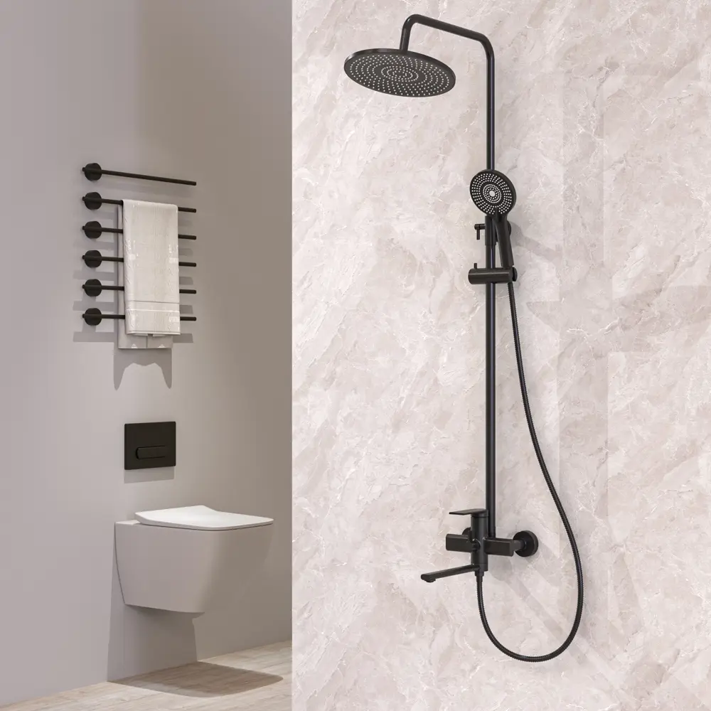 Душевая система FRAP Arne с 3 режимами и черным матовым покрытием 89359060 STLM-0992902 - Вид №15